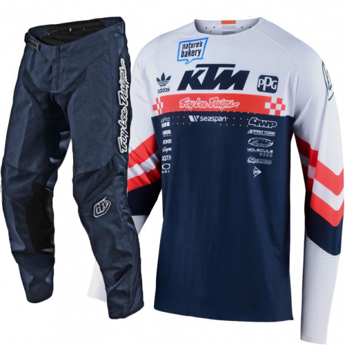 CONJUNTO TROY LEE DESIGNS 2021 MIX SE ULTRA FACTORY TEAM & GP - BRANCO / NAVY